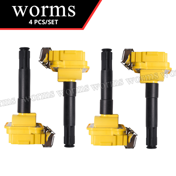 Worms High Performance Ignition Coil 4Pcs Set Racing For Audi A4 Quattro Volkswagen Golf Jetta passat L4 1.8L 058905105