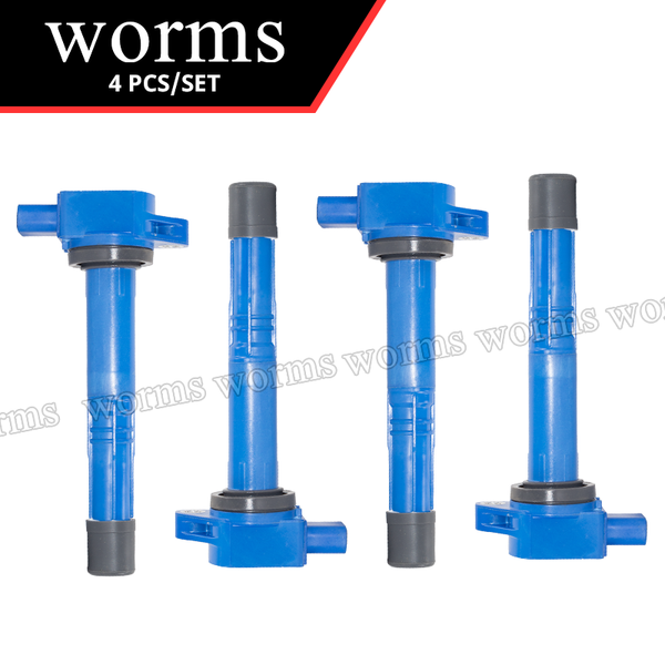 Worms Upgrade Ignition Coil Pack 4Pcs Set Racing For 30520-PNA-007 Honda CR-V Civic Accord 02-11 2.4L K20 K24