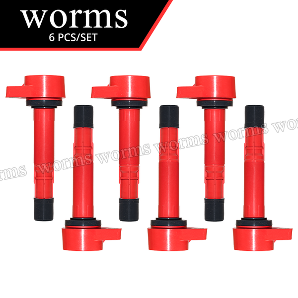Worms Racing Ignition Coil High Performance 6PCS Set For 2001-2008 Honda Civic Pilot Ridgeline 3.5L 30520-PVJ-A01