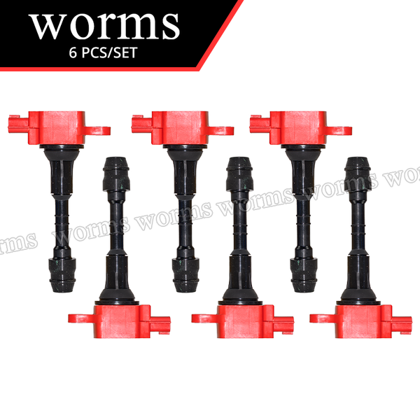Worms High Performance Ignition Coil Racing 6PCS Set For Nissan Patrol Y61 TB48DE 4.8L I6 22448-AR215