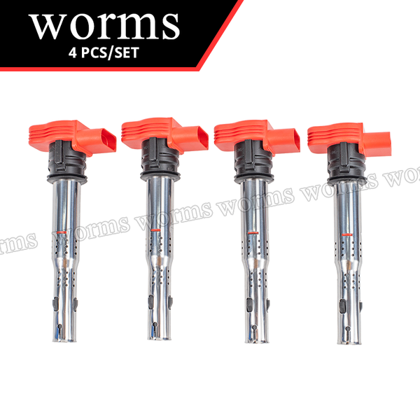 Worms Racing Ignition Coil 4Pcs High Performance For Audi TT A4 A5 VW Golf Jetta GTI 2.0L 2.0T 06E905115A