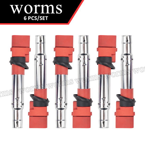 Worms Racing Ignition Coil Pack 6pcs For Audi Porsche TT Cayenne Passat VW 3.2L 3.6L V6 022905100H